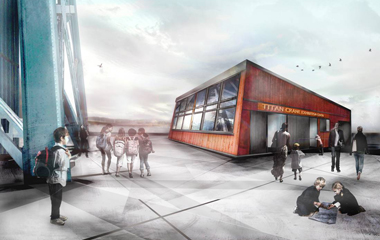 Artists impression of the new visitor and education centre at Titan Clydebank